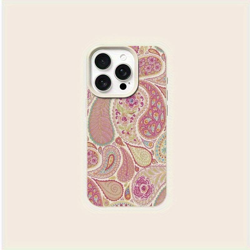 

A Pink Patterned Lychee-Textured Phone Case, Suitable for iPhone 17, 16, 15, Plus, Pro, Max Series Phones — Can Be Used as a Gift iPhone 15 Pro Max слонова кістка