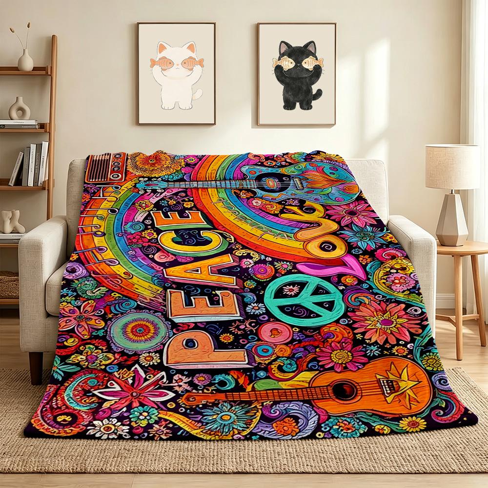 Peace Love Flannel Blanket Throw Blanket Soft Warm Sofa Bed Camping Home Decor Unique Christmas Gift C9261812