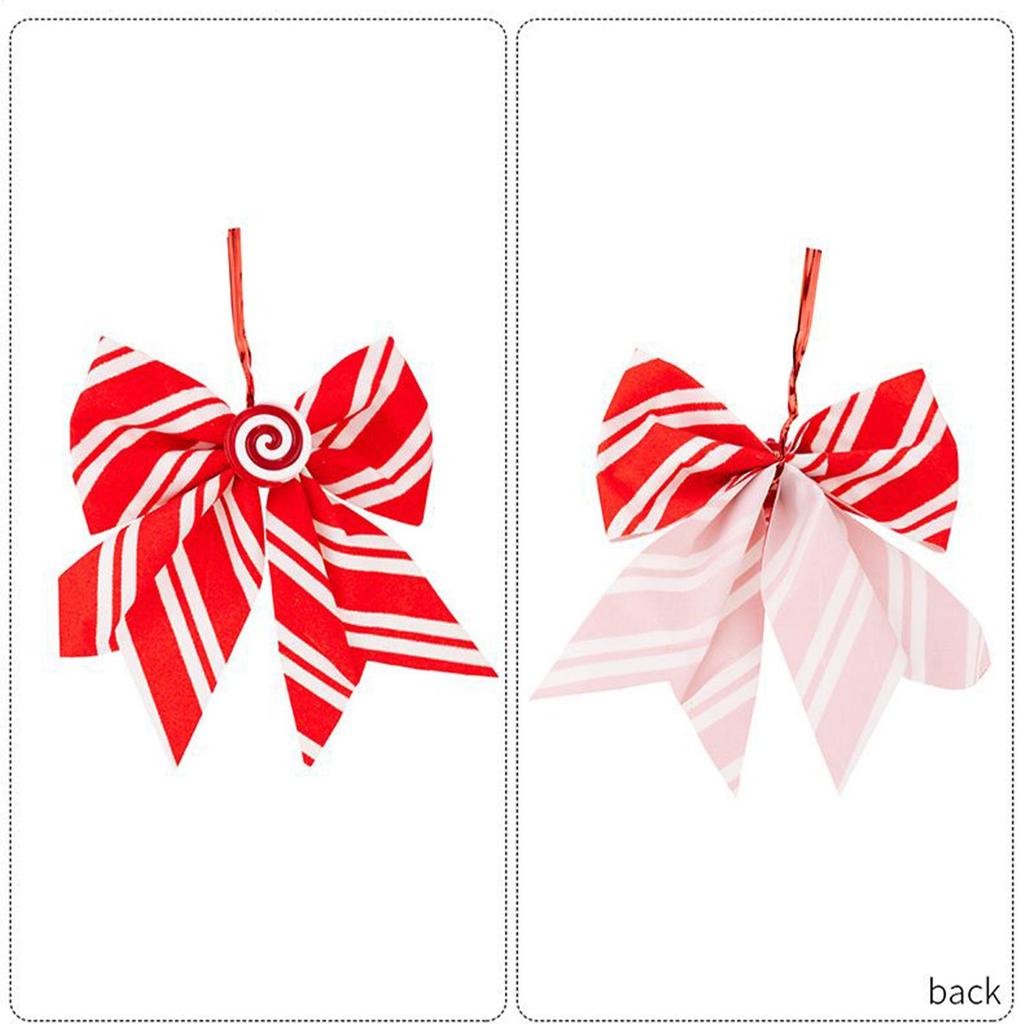 Bows 12Pcs Christmas Decoration Supplies Red and White Striped Bow Candy Sponge Bow Pendant Christmas Xmas Tree Decoration
