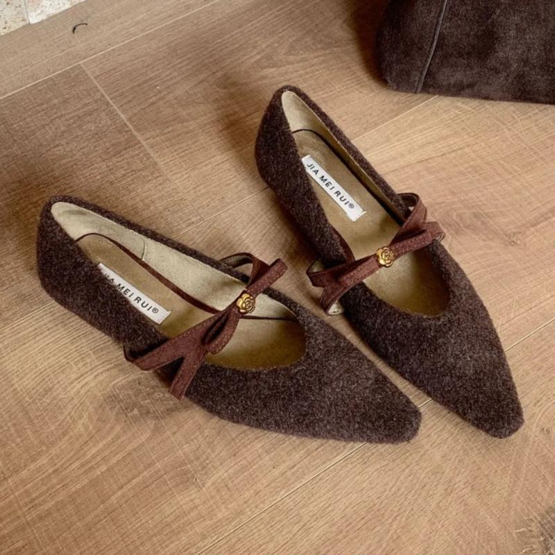 

French Style Mary Jane Shoes 2025 New Flocking Warm Square Head Slip-On Roses Evening Shoes Small Fragrance Style Imported Wo... 35