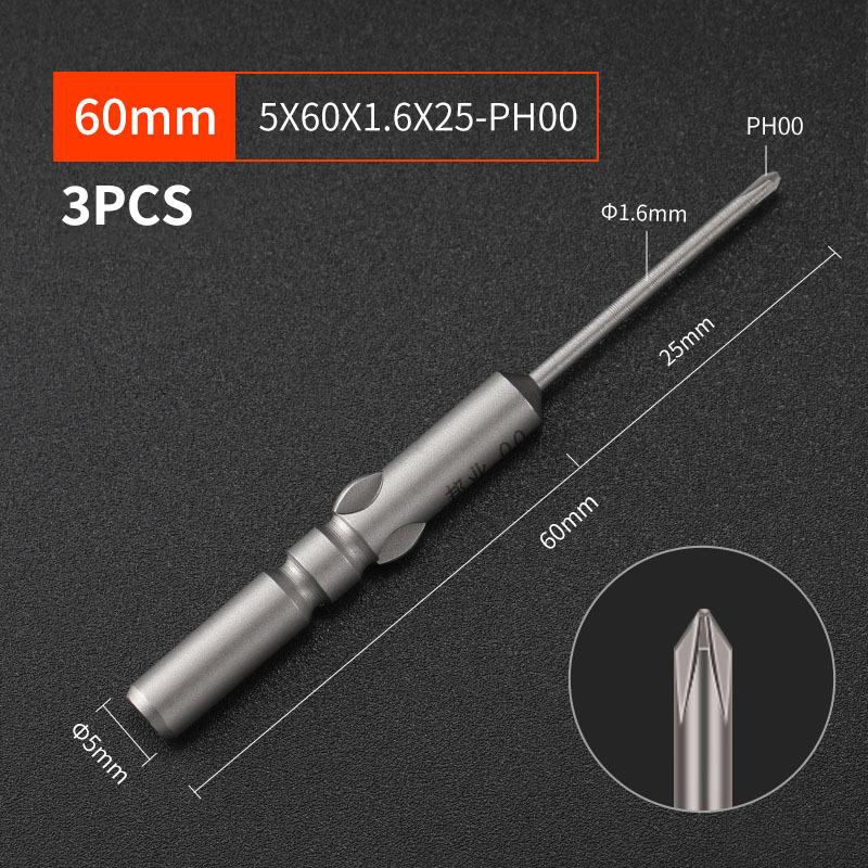 §Length 60mm Screwdriver Bit Multiple Sizes S2 Material Electric Screwdriver Bit No Slipping High Hardness Electric Bit
