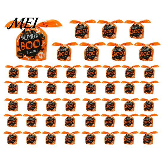 Halloween Souvenir Gift Packaging 48 Pcs Candy Bags, Kids Trick or Treat Goodie Cute Rabbit Transparent Cookie Bags with Drawstrings Ear Small Plastic