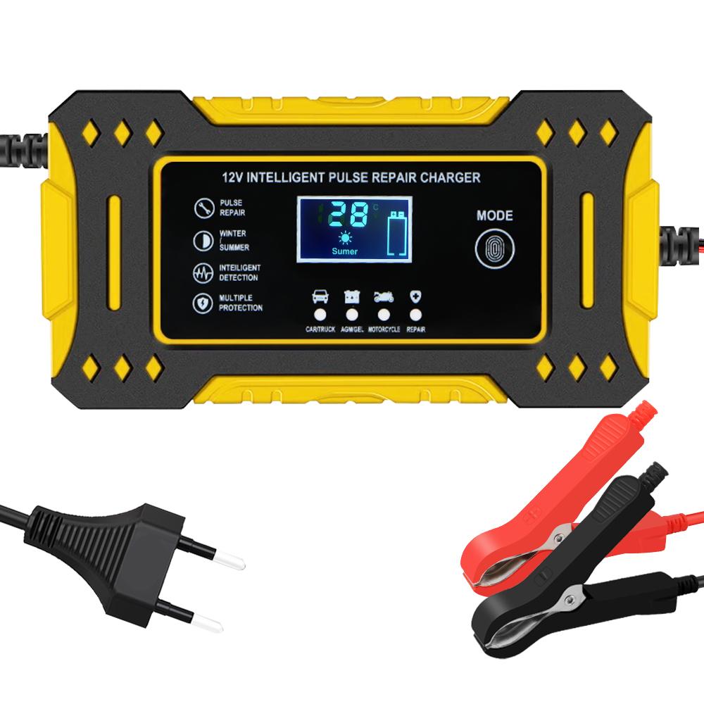 

Зарядное устройство для автомобильного аккумулятора 12В 6А 3-ступенчатая быстрая зарядка для свинцово-кислотных AGM GEL аккумуляторов Интеллектуальное импульсное восстановление Мотоциклетные аксессуары