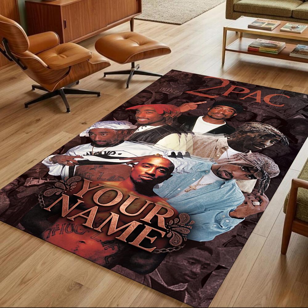 2pac Customize Text Carpet Design for Playrooms Living Rooms Balcony Hallway Anti-slip Rug Office Home Decor Best for Christmas