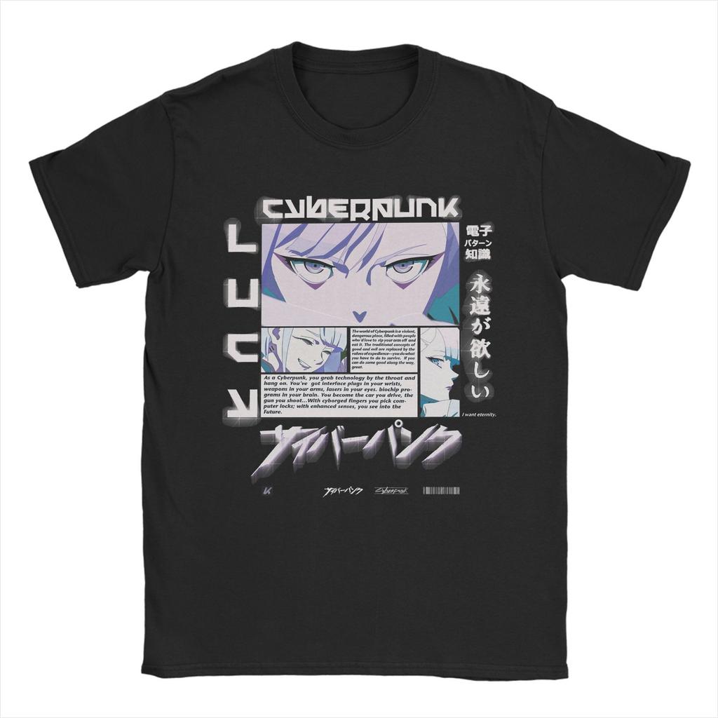 Cybers Cartoon Role punk Edgerunner T-Shirts für Herren Fantastisches T-Shirt aus reiner Baumwolle Rundhals-T-Shirt Geschenkidee Kleidung