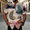 Men's Paisley Patchwork Floral Print Shirt Button Up Shirt Stand Collar Shirt Short Sleeve