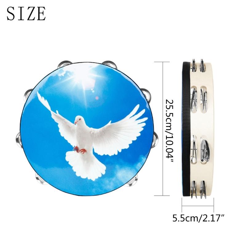Peace Dove Double Row Bells Tambourine Handbell Clap Drum Musical Instrument
