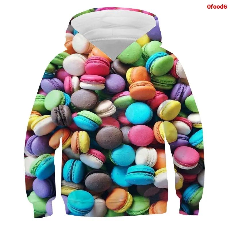 Frühling Herbst Popcorn Hoodies Kinder Macaron Print Jungen Mädchen Trainingsanzug Pommes Süßigkeiten Lustige Kleidung Obst 3D Druck Pullover Kinder Sweatshirts