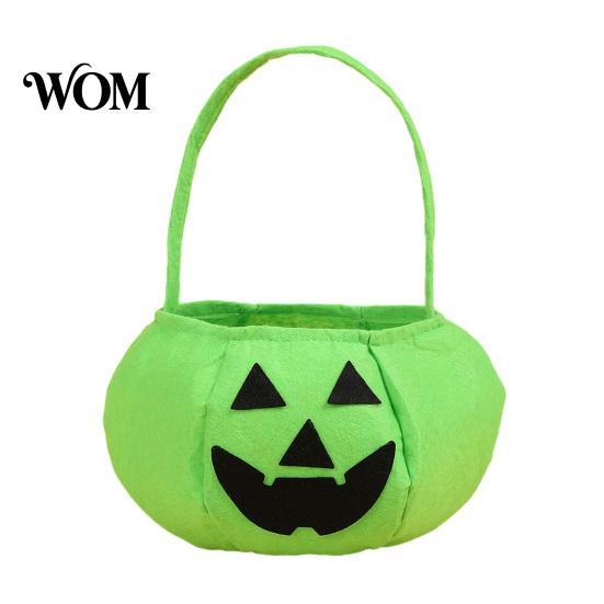 Portable Candy Storage Bag Halloween Pumpkin for Kids, Reusable Non-Woven Trick or Treat Bucket, Bucket Face Snack Holder Basket with Handle