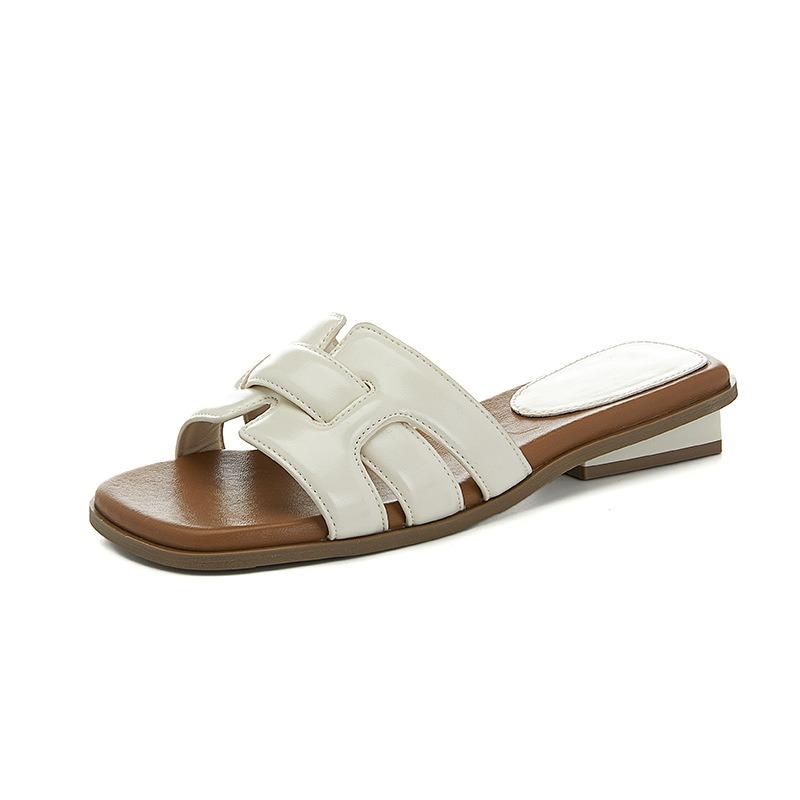 Woven half slippers women's summer new temperament wear sandals thick heel versatile casual beach women's shoes