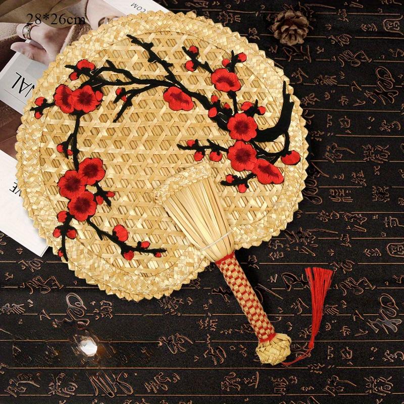 Ręcznie Tkany Słomkowy Wachlarz Vintage Pufan Chiński Ręcznie Robiony Wachlarz Potrząsany Słoma Pszeniczna Rękodzieło Prezent Dekoracja Domu Impreza Taniec Wachlarz Ręczny