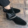 Fashion Punk Style Men Motorcycle Boots Outdoor Man Casual Leather Shoes High Top Botas Hot Sale Ankle Boots Color Matching Chelsea Boot