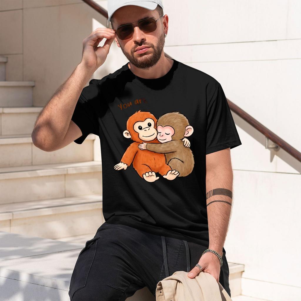 Viral Pun Monkey T Shirt Cute Baby Monkey With Plush Tshirt Casual Short Sve Animal Lovers Tshirt Cute Graph Tees 2026 New Mode