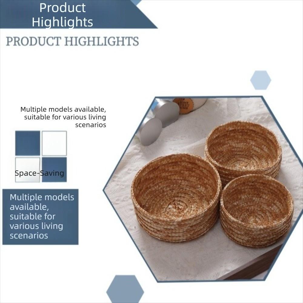 Handmade Woven Straw Storage Box Natural Straw Cosmetic Storage Container Home Decor