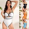Maillot de bain une pièce tendance pour femme, Couleur, Design ajouré, Couvrant le ventre, Amincissant, Maillot de bain européen et américain.