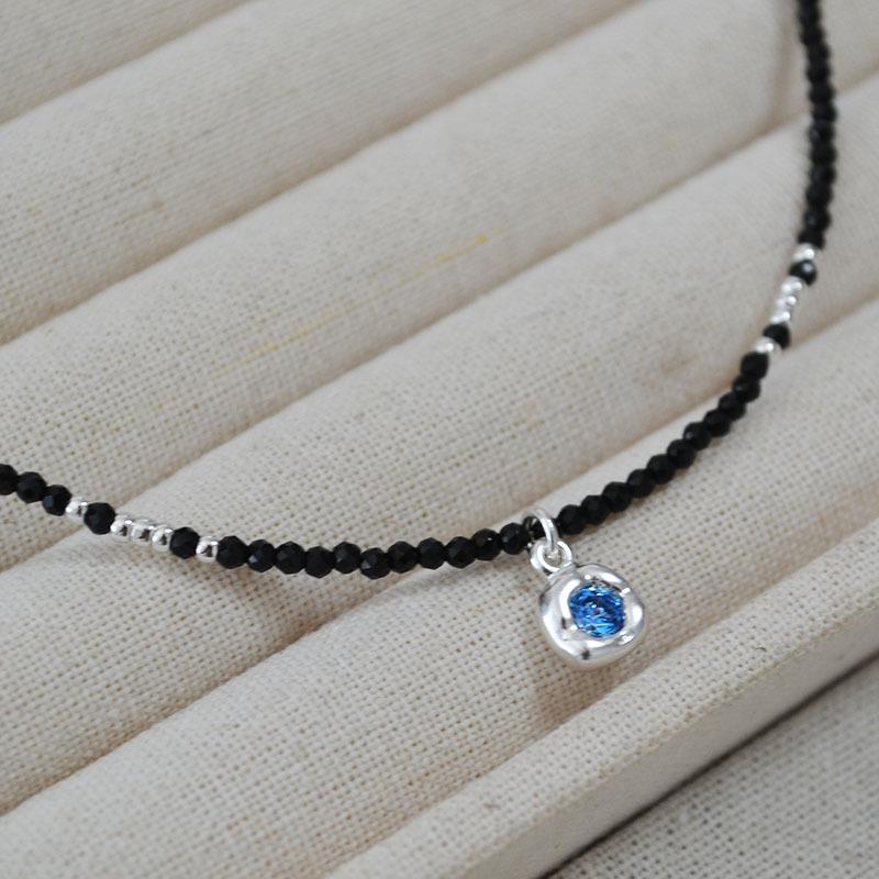 

Винтажное ожерелье-подвеска с черной шпинелью и цирконом - японский и корейский дизайн для женщин морской синий