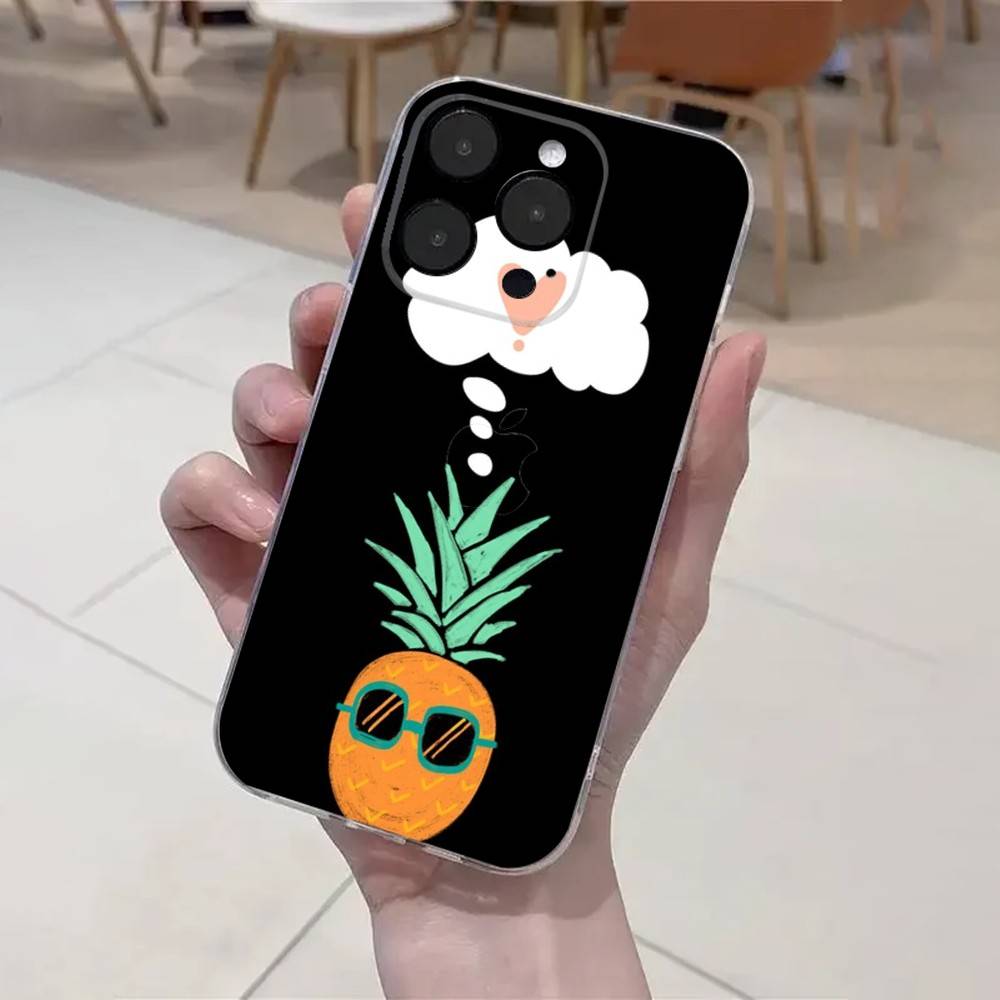 Fruit Pineapple Phone Case For iPhone 16,15,14,13,12,11 Plus,Pro,Max,XR,XS,X,7,8 Plus,SE,Mini Transparent Soft Cover