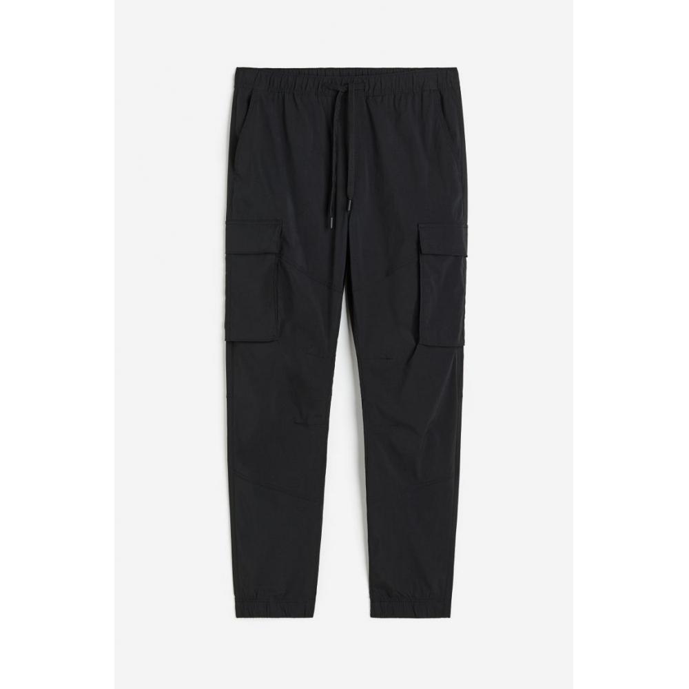 H M sliM Fit Nylon Cargo Jogger Pants Black