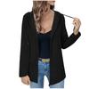 Women's Solid Color Loose Zipper Long Sleeved Hooded Top Casual Cardigan Jacket