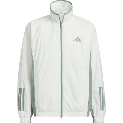 Jaqueta Esportiva Casual de Manga Longa com Bloco de Cores e Logotipo Tramado Masculina Jaquetas Han-Jade-Branco KC3922