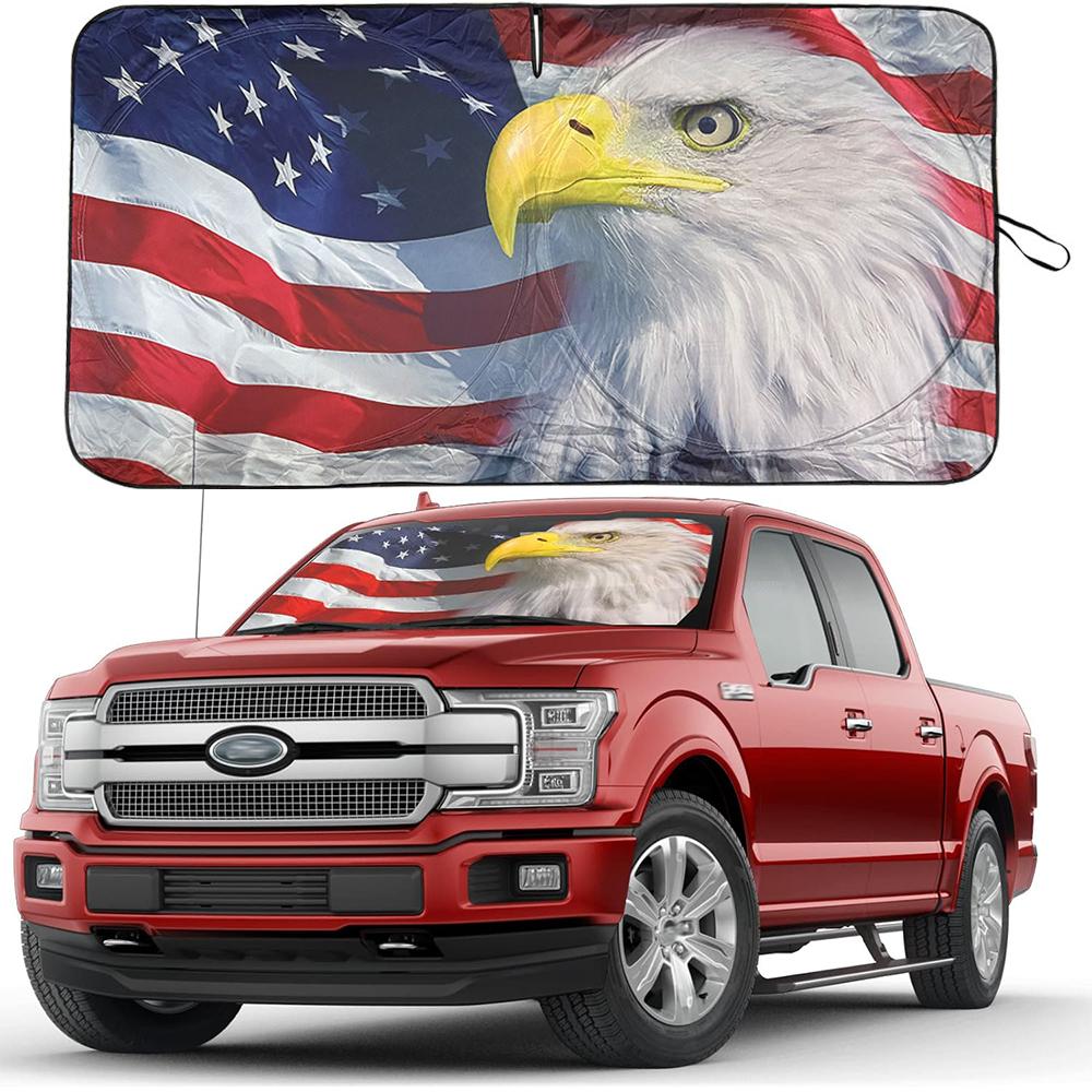 Car Sunshade Windshield American Flag Sunshield UV Protector Sunshade Window Guard Foldable for Car Truck SUV Car Accessories