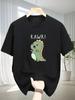 Lustiges RAWR Dinosaurier Grafik T-Shirt Damen Herren Sommer Lässig Kurzarm Rundhals Locker T-Shirt Kawaii Tierprint Harajuku Oberteil