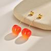 Chic Solid Beads Cherry Earrings for Women,Gold Plated Stainless Steel Earrings,Trendy Party Jewelry Mother's Day Gift