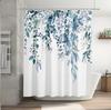 Blue Purple Eucalyptus Leaves Shower Curtains 72X72 Inch, Waterproof Fabric Stylish Botanical Bathroom Shower Curtain With Hooks
