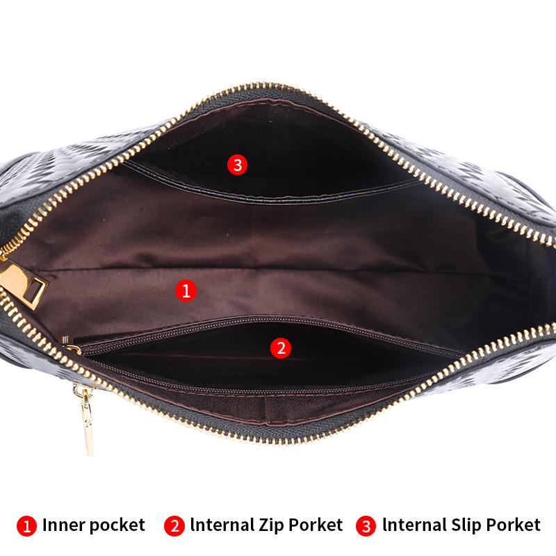 Genuine Leather Woven Pattern Bag New Versatile Crossbody Bag Middle-aged Women's Mom Bag Single Shoulder Underarm Bag