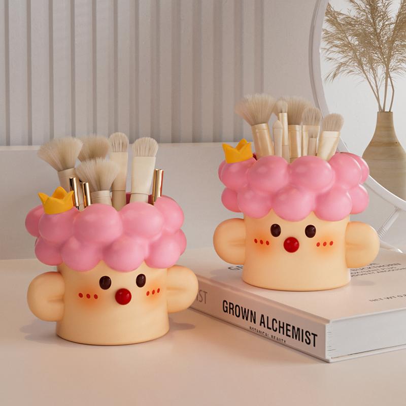 1/2 Stück Niedliches Make-up-Pinsel-Aufbewahrungsregal Kawaii Schreibtisch-Organizer Stifthalter Cartoon-Verzierungen Kosmetik Lippenstift Schreibtisch-Aufbewahrung Dekoration