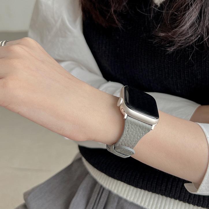 Suitable For Applewatch Apple Watch S9 Lychee Pattern Strap Iwatch9876 Generation Se Leather Strap Women