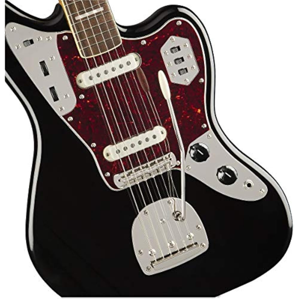 Squier by Fender Electric Guitar Classic Vibe '70s Jaguar®, Laurel Fingerboard, Black with Soft Case