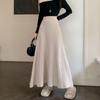 High Waist Autumn/Winter Pleated A-line Knit Skirt with Slimming Design