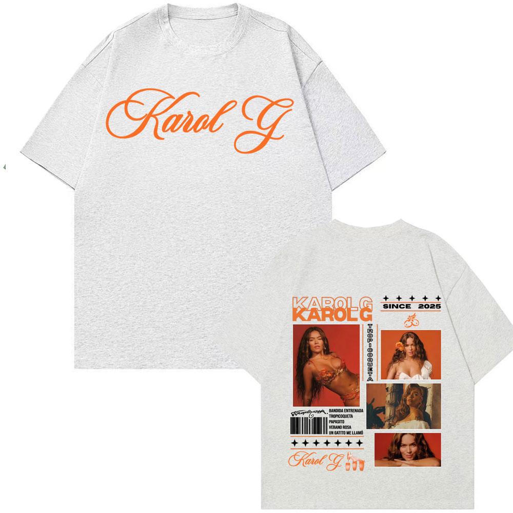 Karol G Tropicoqueta 2025 Summer New Album Merch 100 Cotton Printing TShirt Women High Street Hip Hop Vintage Casual Tops Y2K