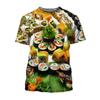 Food Sushi Pattern 3d Printed Men's T-shirts Round Neck Short Sleeves Street Clothing Summer Leisure Trend T-shirts