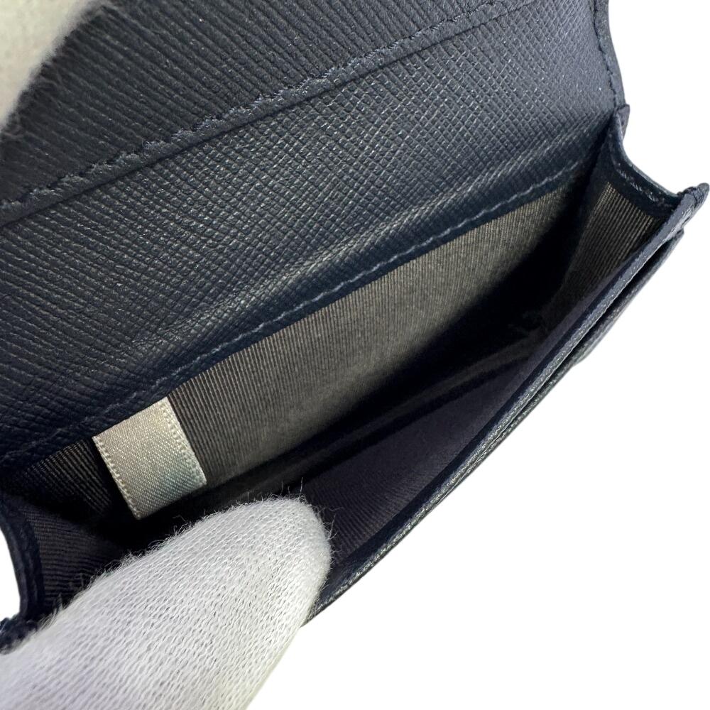 JIMMY CHOO name card holder logo leather Card Case Navy leather Used