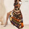 Women Plus Size Round Neck Short Sleeve Printed A Line Long Dress Halloween Raccoon Pumpkin Pattern