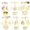 Rotating Candle Holder Metal Gold Christmas Present No Battery Heat Powered Spinning Carousel for Home Desk Counter Sweet Decor
