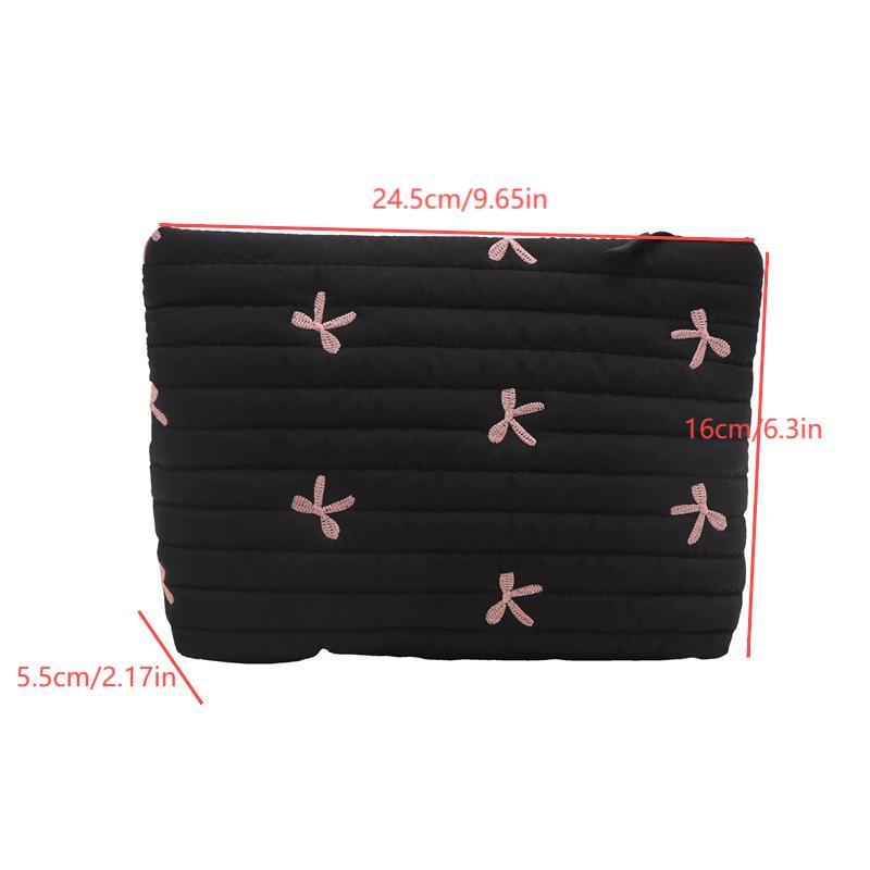 Ins Bow Embroidered Cosmetic Bag Large Capacity Zipper Makeup Bag Wash Bags Travel Oxford Cloth Clutch Bag For Girls Women