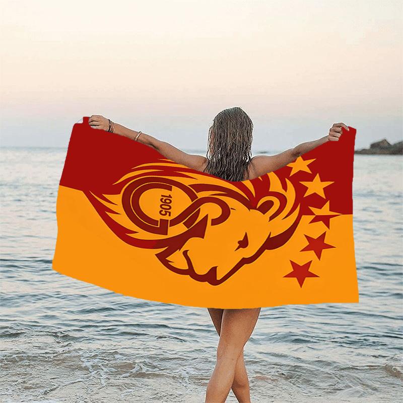 1pc Football Team (13) Beach Towel, Beach and Seaside Swimming Pool Equipment, Fashion Pattern, Rectangular, Travel Essentials