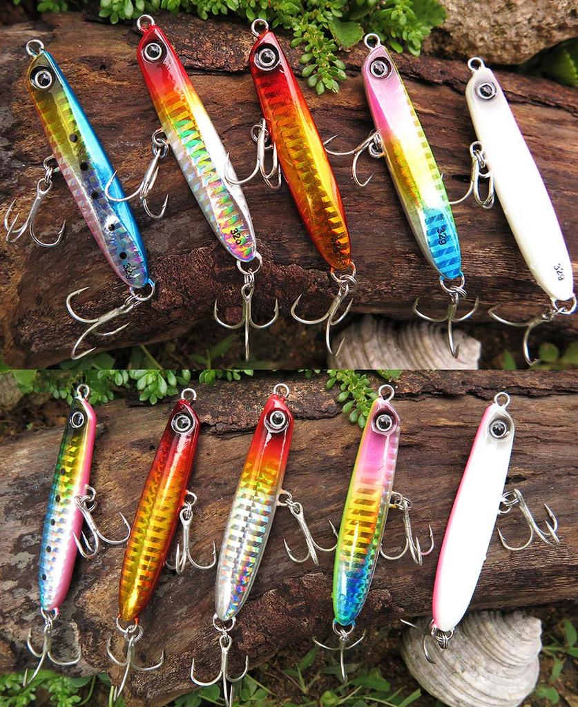 Seiran Lure Metal Jig Set for Flounder and Sea Long Casting with Perfect for and Rockfish Bass, 21g/32g, Rear-Grounded, Distance, ST-46 Hooks,