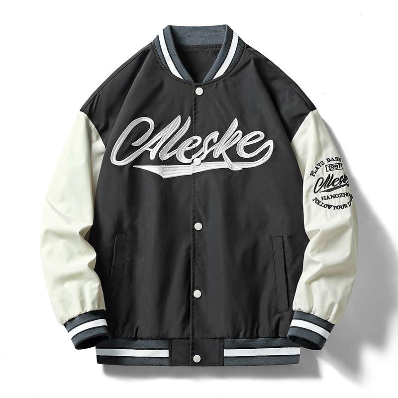 Autumn Couple Outfits Men and Women Colliding Color-blocking American Baseball Suit Hip-hop Loose Casual Stand Collar Baseball Suit Jacket Jacket