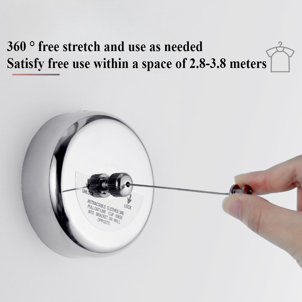 Stainless steel extendable steel wire clothesline drying rack balcony invisible non perforated shrinkage clothes drying rack