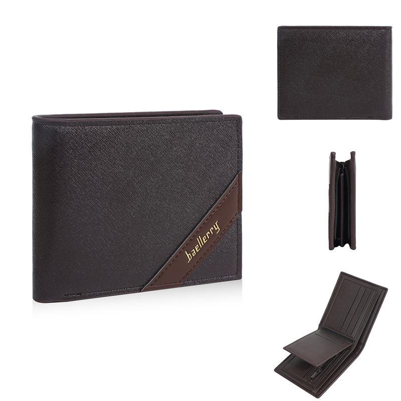 Baellerry RFID Anti Theft Protection Card Holder for Men Vintage Design Short Tri-fold Wallets Business Fashion Purse