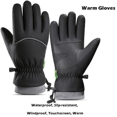 Autumn and Winter Cycling Gloves, Outdoor Sports Windproof, Waterproof, Cold-Resistant, Fleece-Lined, Touchscreen Ski Gloves
