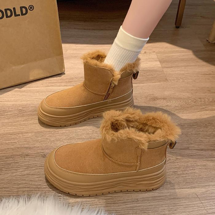 

Velvet high top snow boots for winter students warm and casual shoes with thick soles 35