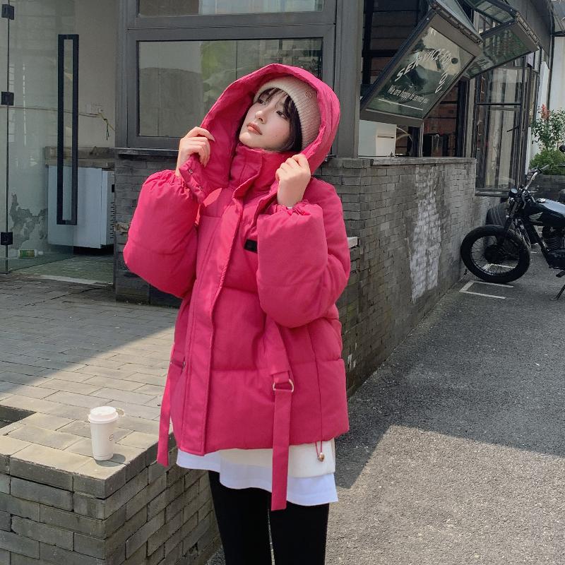 France Elegant Down Cotton Short Jacket Women Korean Fashion Loose Warm Solid Coat Winter New High Street Vintahe Pockets Jackets