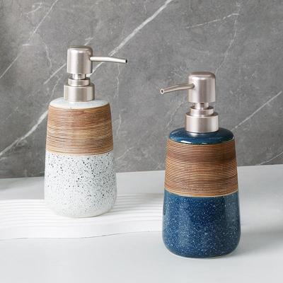Retro-Lotionflasche aus Keramik – 420 ml, gebürstete dreifarbige Pumpe für Duschgel