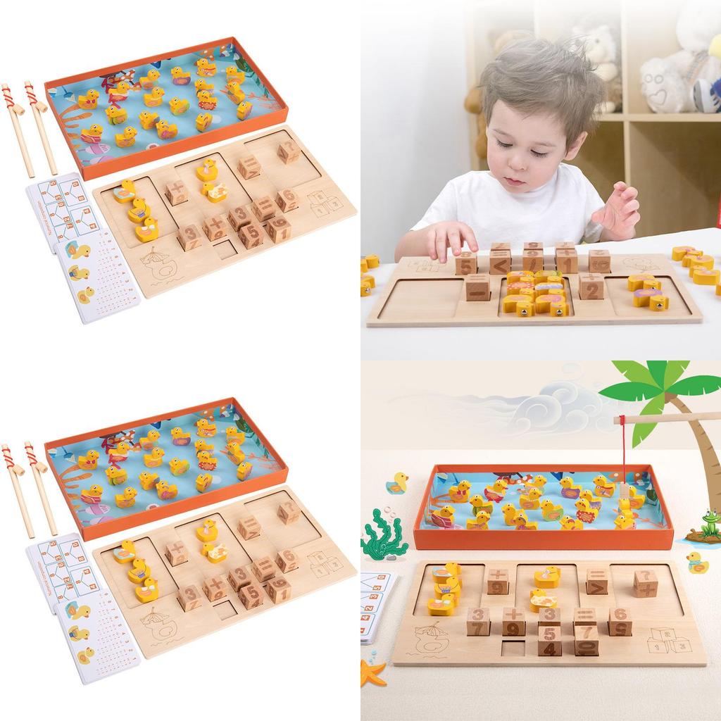 Juego de Pesca de Patos de Madera Para Niños Juguete Educativo Para Aprendizaje Temprano Y Habilidades Numéricas
