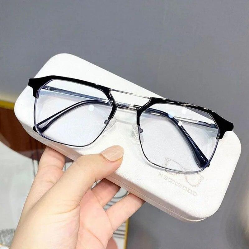 Luxury Square Frame Myopia Glasses Office Women Men Anti-blue Light Near Sight Eyeglasses Unisex Goggles Diopters 0 To -6.0